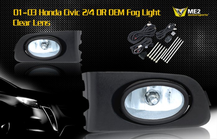 01-03 HONDA CIVIC 2/4 DR JDM FOG LIGHT CLEAR
