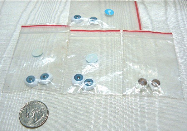 Doll Eyes: Sz 16mm, 4 Pairs: 1 Brown, 3 Blue