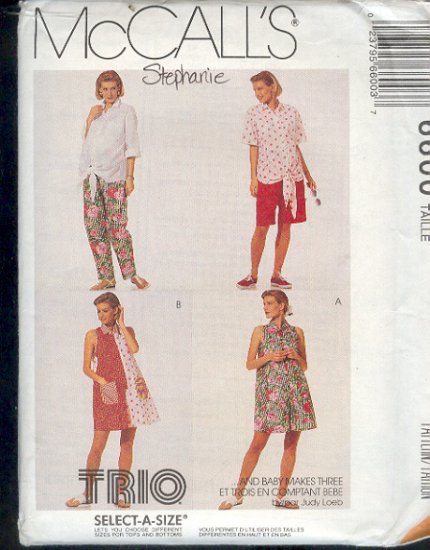 McCall's Sewing Pattern 6600 Maternity Rompers, Shirt, Pants and Shorts, Size 10 12 14