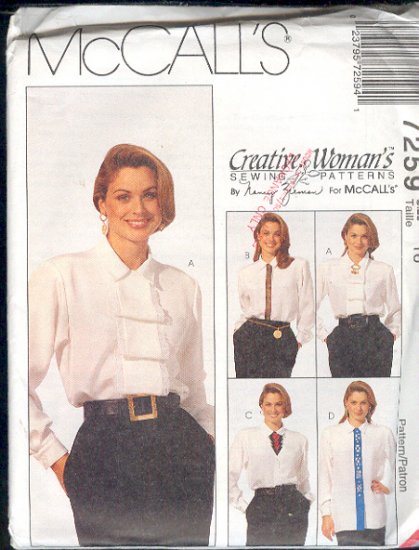 McCall's Sewing Pattern 7259 Five Beautiful Blouses by Nancy Zeiman, Size 16