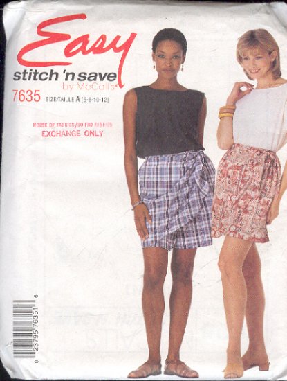 McCall's Sewing Pattern 7635 Tops and Shorts, Nice Variations, Size 6 thru 12