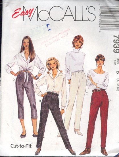 McCall's Sewing Pattern 7939 Pants in two lengths, Size 8 10 12