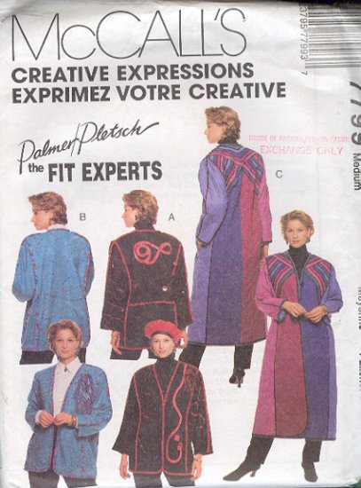 McCall's Sewing Pattern 7799 Palmer Pletsch Fancy Jacket & Coat, Size 12 14