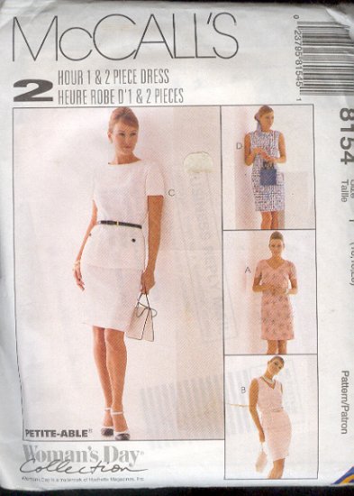 McCall's Sewing Pattern 8154 Dress with variations, Size 16 18 20