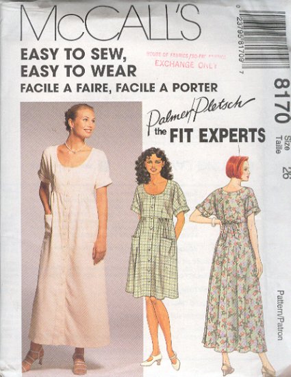 McCall's Sewing Pattern 8170 by Palmer Pletsch, Dress in two Lengths, Size 26