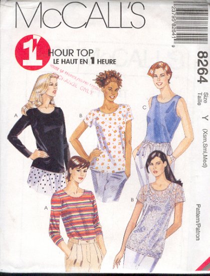 McCall's Sewing Pattern 8264 Top with five variations, quick sew, Size 4 thru 14