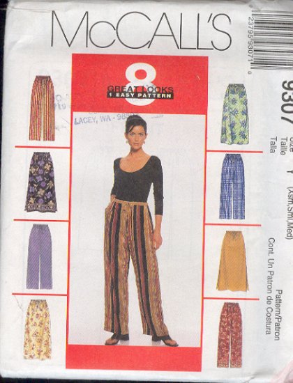 McCall's Sewing Pattern 9307 Pants and Skirt (Pull on) Size 4 - 14
