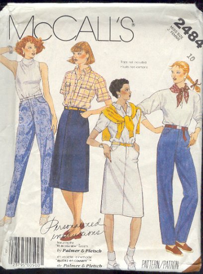 McCall's Sewing Pattern 2484 Jeans and Skirt Size 10