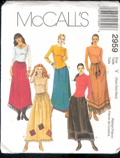 McCall's Sewing Pattern 2959 Skirt with four variations, Size 4 - 14