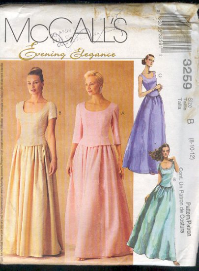 McCall's Sewing Pattern 3259 Elegant Two Piece Formal, Size 8 10 12