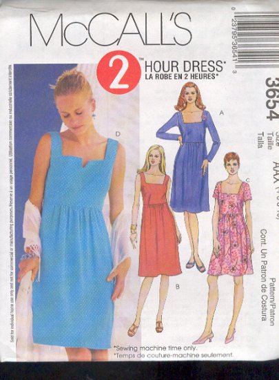 McCall's Sewing Pattern 3654 Dress with variations, Size 12 - 18