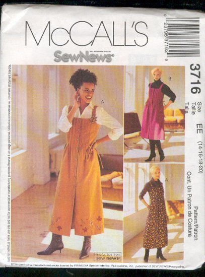 McCall's Sewing Pattern 3716 Petite Jumper in two lengths, Size 14 - 20