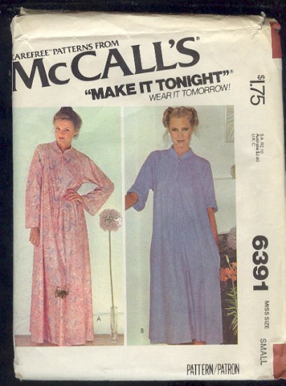 McCall's Sewing Pattern 6391 Robe, Housecoat, Duster, Size 10 12