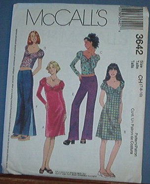 McCall's Sewing Pattern 3642 Girl's dresses, tops and low rise pant, 7 8 10