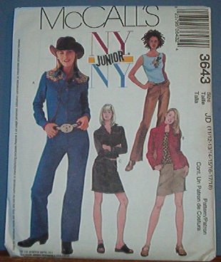 McCall's Sewing Pattern 3642 Girl's Pant, Top, Shirt and Skirt, Size 11 - 18