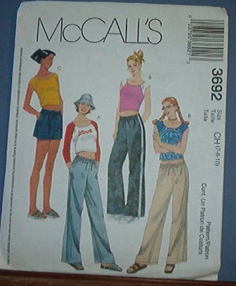 McCall's Sewing Pattern 3692 Top and drawstring pants and shorts, Size 7 8 10