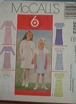 McCall's Sewing Pattern 3923 Girl's Dress with lined jacket and variations, Size 10 12 14
