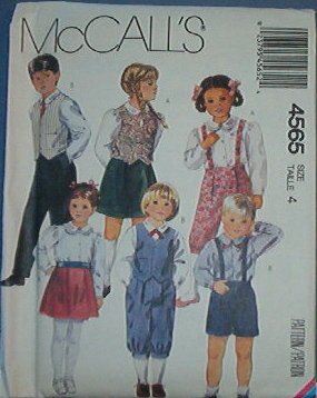 McCall's Sewing Pattern 4565 Child's Lined Vest, Pants, Knickers, Shorts, Skirt, Size 4