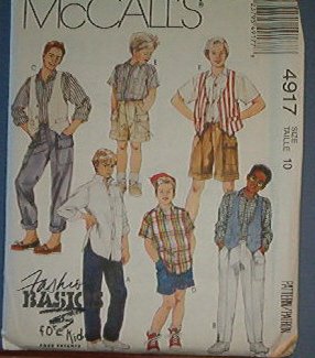 McCall's Sewing Pattern 4917 Boy's Vest, Shirt, Pants and Shorts, Size 10