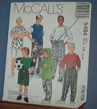McCall's Sewing Pattern 5484 Boy's Stretch Knit Tops, Pants and Shorts, Size 7 8 10