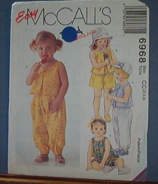 McCall's Sewing Pattern, Toddler Top, Pants and Shorts, Size 2 3 4