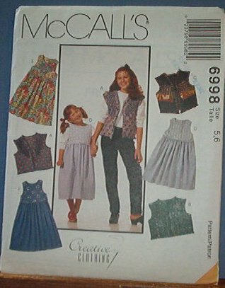 McCall's Sewing Pattern 6998 Girl's Jumper and Vest, Size 5 6