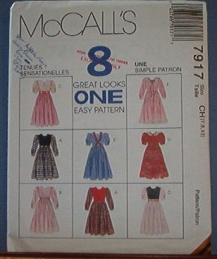 McCall's Sewing Pattern 7917 Special Occasion Dress, Six variations, Size 7 8 10