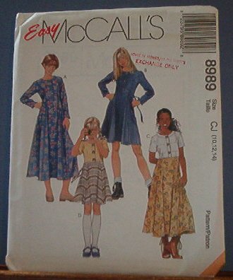 McCall's Sewing Pattern, Nifty Girl's Dress, Size 10 12 14