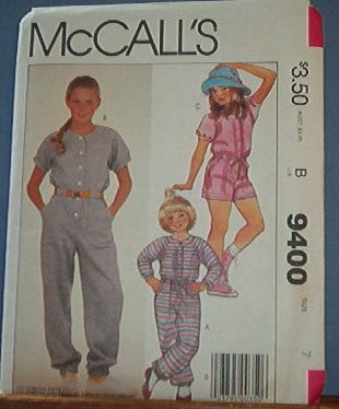 McCall's Sewing Pattern 9400 Girl's Jumpsuit in two lengths, size 7
