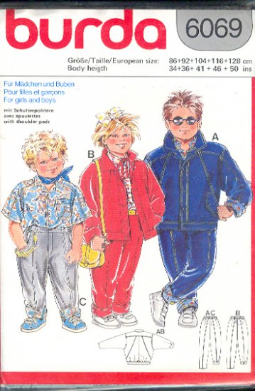 Burda Sewing Pattern 6069 Boy's Jacket and pants, Size 34 - 50 inches tall