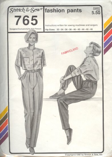 Stretch & Sew Sewing Pattern Dress Pants, hip sizes 32 - 48
