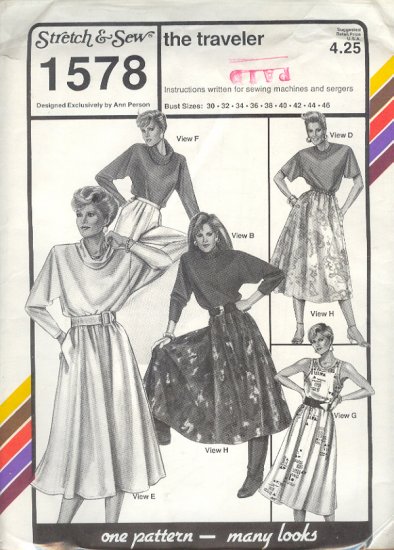 Stretch & Sew Sewing Pattern 1578 The Traveler Wardrobe, Bust size 30 - 46