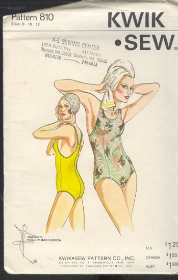 Kwik Sew Sewing Pattern 810 Swim Suit Sizes 8 10 12