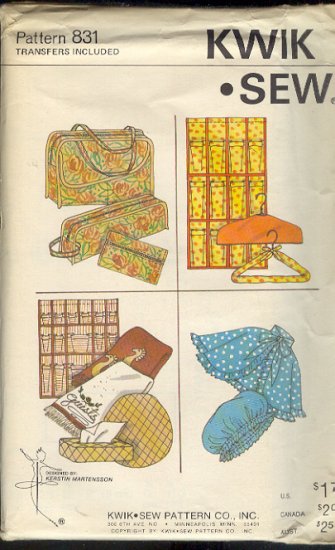 Kwik Sew Sewing Pattern 831 Bags, Totes, Closet and Personal Accessories One Size