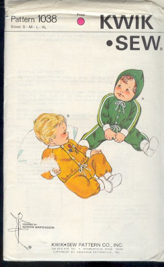 Kwik Sew Sewing Pattern 1038 Baby Pants, Top and Jacket with hood, Sizes 0 - 18 months