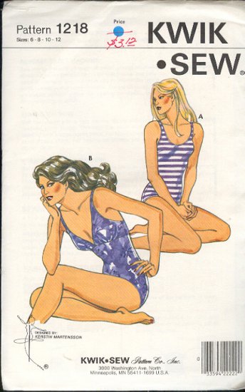Kwik Sew Sewing Pattern 1218 Swim Suit, Sizes 6 - 12
