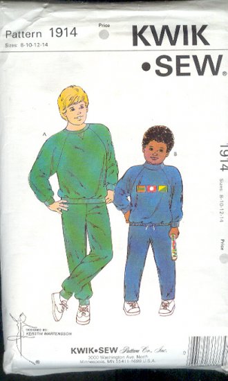 Kwik Sew Sewing Pattern 1914 Boy's Sweats, Size 8 - 14