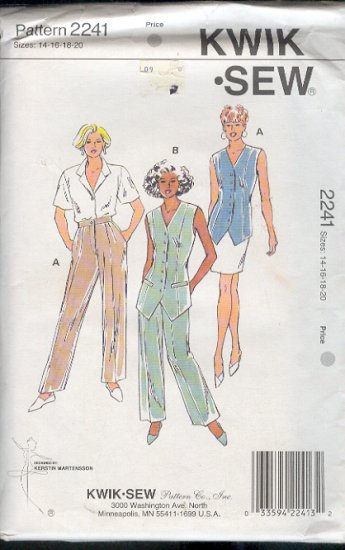 Kwik Sew Sewing Pattern 2241 Vest and Pants, Size 14 - 20