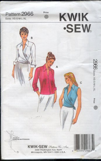 Kwik Sew Sewing Pattern 2966 Blouse and Wrap Blouse Bust Size 32 - 45