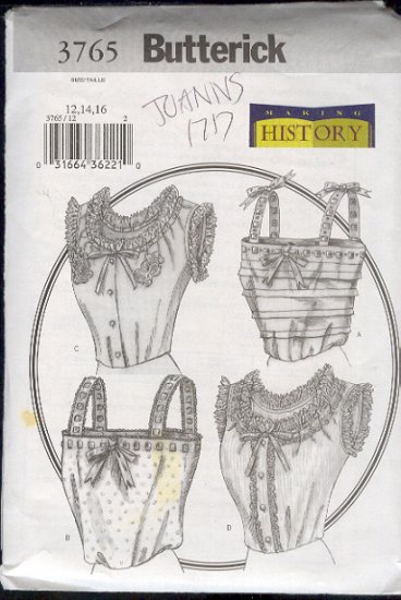 Butterick Historical Sewing Patern, Four Camisoles, Sizes 12 14 16