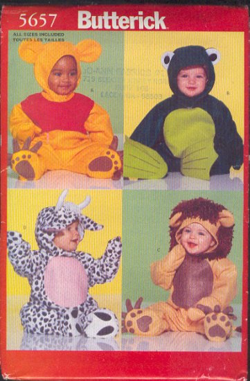 Butterick Sewing Pattern Baby Costumes, Sizes 13 - 29 lbs.