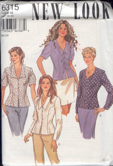 New Look Sewing Pattern 6315 Over Blouse with variations, Size 8 - 18