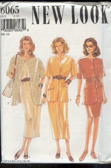 New Look Sewing Pattern 6065 Skirt, in two lengths, Blouse/Jacket and Belt, Size 8-18