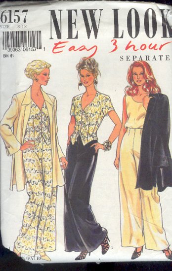 New Look Sewinig Pattern 6157 Jacket, Wesket, Pant and Tank Top, Size 8 - 18
