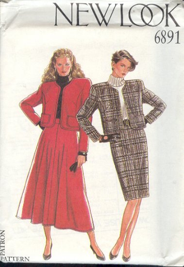 New Look Sewing Pattern 6891 Suit with Channel Jacket, Full and Straight Skirts , Size 8-18
