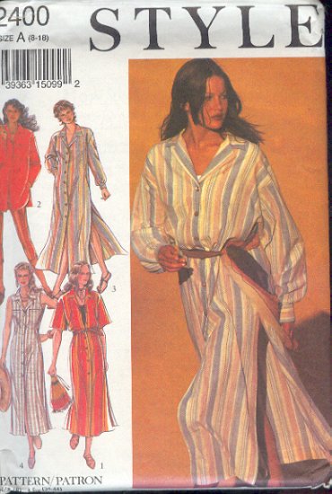 Style Sewing Pattern 2400 Big Shirt and Dress in various lengths, Size 8 - 18