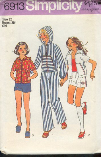 Simplicity Sewing Pattern 6913 Girls Hoody, Pants and Shorts, Size 12