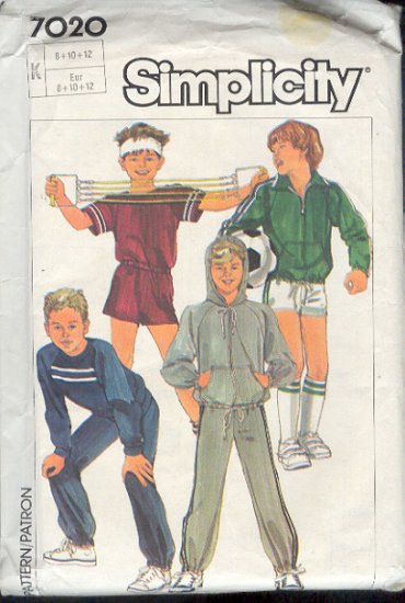 Simplicity Sewing Pattern, Boys Hoody, Top, Pants and Shorts, Size 8 10 12