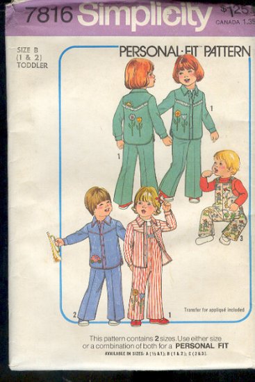 Simplicity Sewing Pattern 78916 Overall and Jacket Size 1 and 2