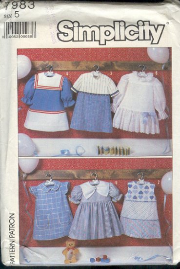 Simplicity Sewing Pattern 7983 Six Sweed Dresses, Size 5